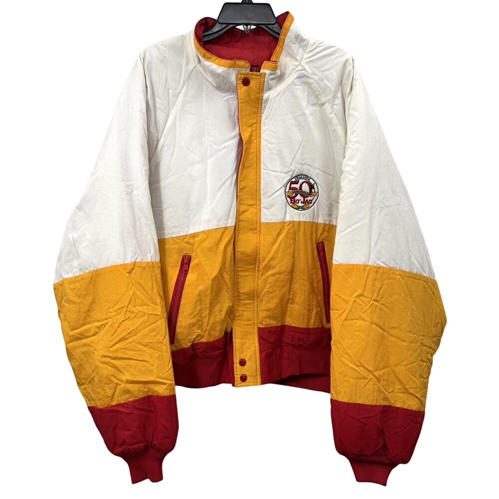 Bo-Jac Seed Co. Coat Size 3XL Puffer Red Yellow White Winter Jacket